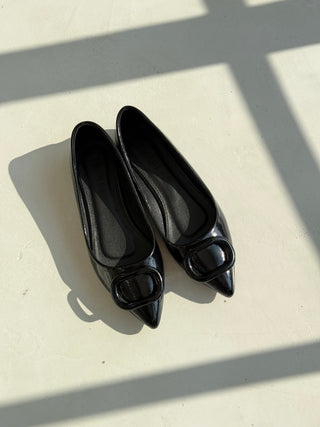 Dollie Black Patent Flat Shoes