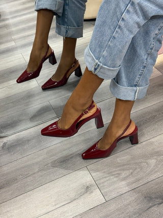 Harper Burgundy Slingback Block Heels
