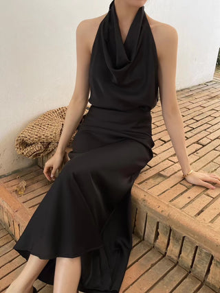 Sabrina Black Bare Back Halter Top
