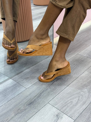 Coutgo Brown Wedge Slippers