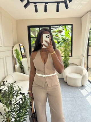Frances Tan Pinstripe Vest Suit