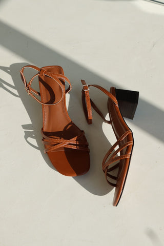 Sienna Brown Block Heel Sandals