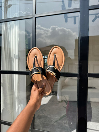 Nautica Black Thong Leather Slippers