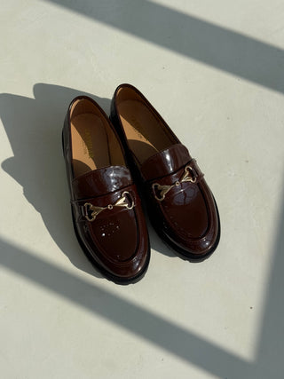 Alessia Coffee Patent Loafers