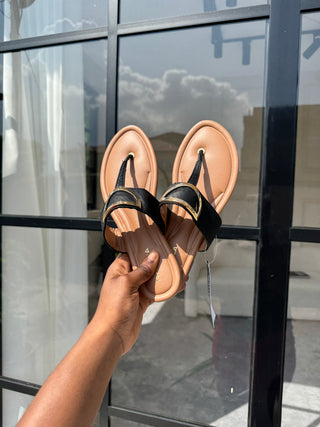 Nautica Black Thong Leather Slippers