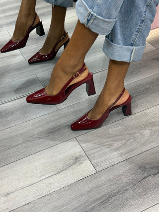 Harper Burgundy Slingback Block Heels