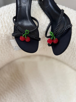 Arlena Black Midlength Mules With Beaded Detail