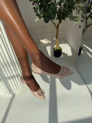Dollie Nude Patent Flat Shoes