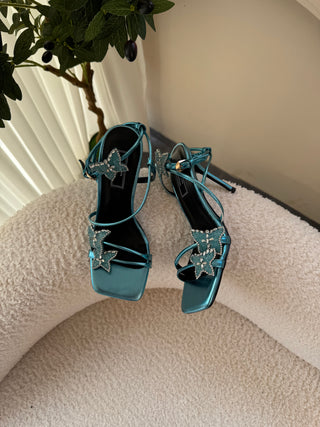Daphne Blue Butterfly Ankle Strap Heels