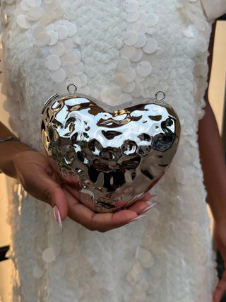 Megan Love Shaped Clutch - Silver