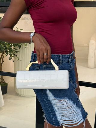 Bacie Beige Top Handle Evening Clutch