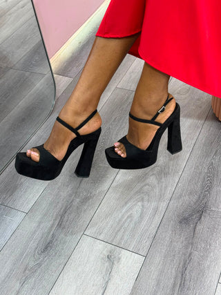 Dela Black Platform Sandal Heels