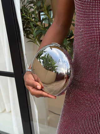 Tomi Silver Egg-Shaped Evening Clutch