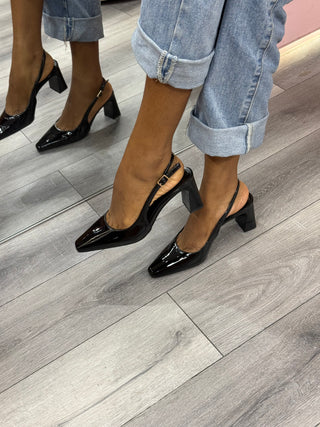 Harper Black Slingback Block Heels