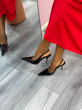 Mae Black Sling Back Heels