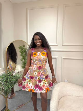 Sienna Brown Floral Mini Dress