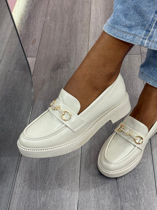 Madison Beige Leather Loafers