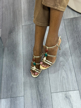 Dolly Comfort Gold Sandal Heels
