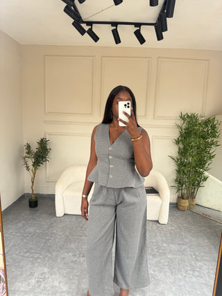 Judie Grey Knitted Vest Suit