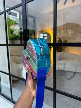 KG Metallic Blue Multi Color Bag