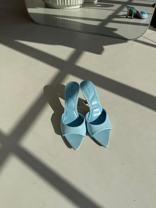 Vera Blue Patent Pointed-Toe Mules