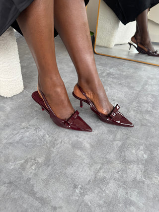 Doreen Burgundy Patent Sling Back Heels