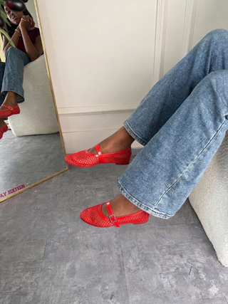 Rhoda Red Mesh Flats