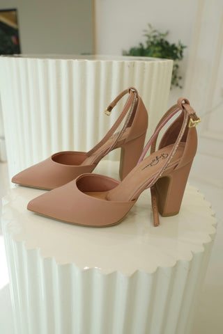 AURELLE Nude Blush Block Heels
