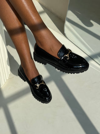 Alessia Black Patent Loafers