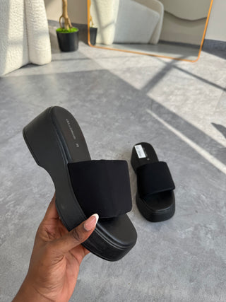 Gwen Black Platform Mules