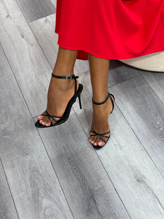 Raquel Black Ankle Strap Heels