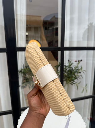 Tara Nude Woven Clutch