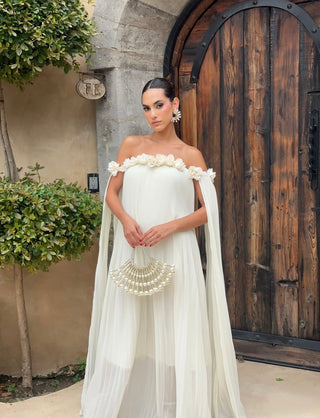 Daisy Cream Off-Shoulder Dress