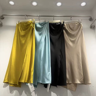 Luciana Light Blue Silk Skirt