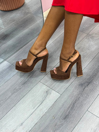 Dela Brown Platform Sandal Heels