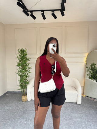 Gardenia Wine Polo Vest Top
