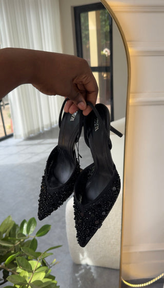 Navi Black Sling Back Heels