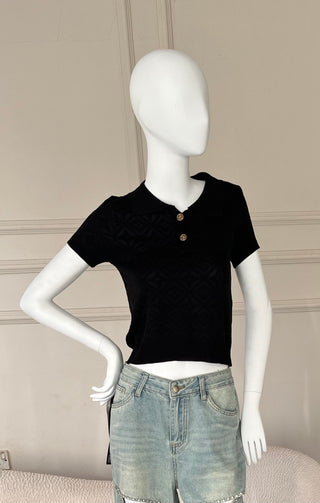 Lupine Casablanca Crystal Monogram Shirt - Black