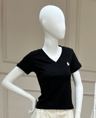 Ray Black V Neck Polo Top
