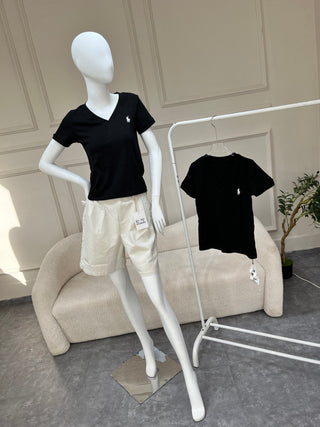 Ray Black V Neck Polo Top