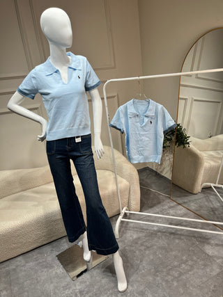 Thea Pale Blue Polo Shirt