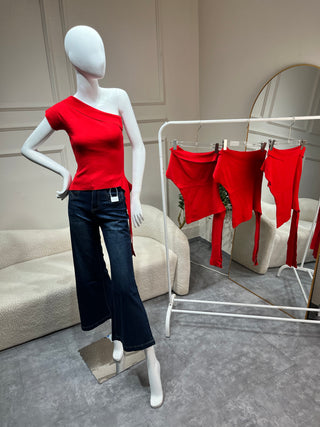 Nina Red Off-Shoulder Top