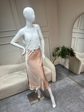 Zanita Champagne Silk Skirt