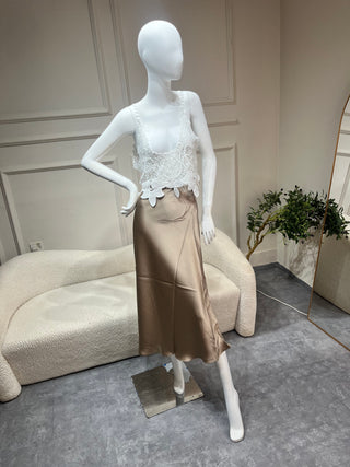 Zanita Nude Silk Skirt
