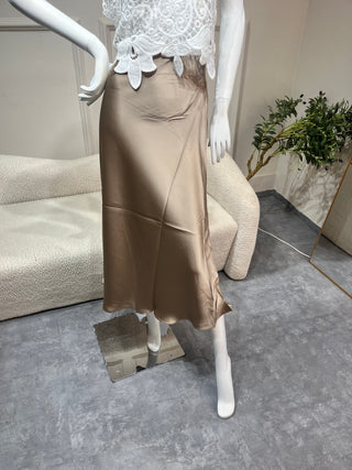 Zanita Nude Silk Skirt