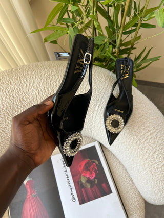Martina Black Sling Back Heels