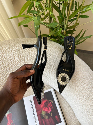 Martina Black Sling Back Heels