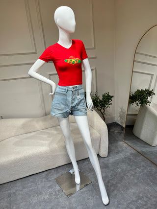 Lexi High-Rise Denim Shorts (without the belt)