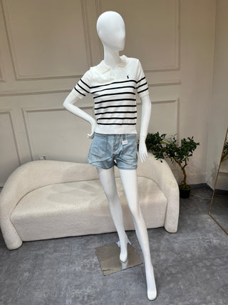 The L Stripe Shirt in White