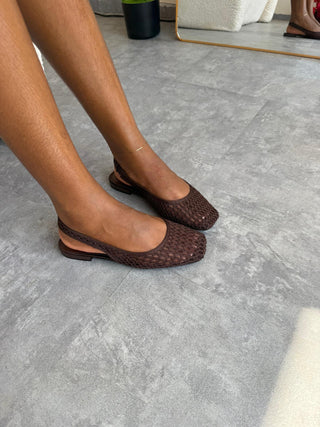 Efriyie Brown Meshy Sling flat shoes